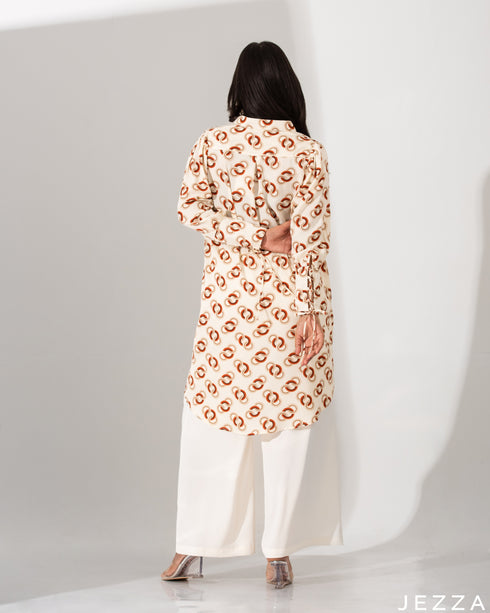 Printed Polyester Top With Decorative Sleeve 61232