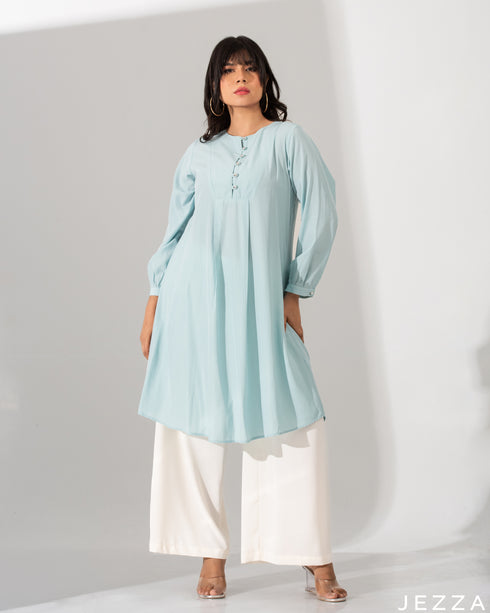 Sleek Buttoned Placket Top 60812