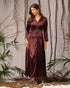 Regal Flow: Plum Satin A-Line Dress 78401