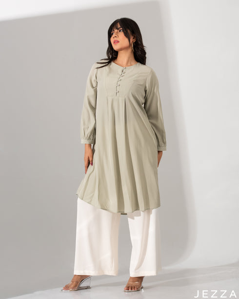 Sleek Buttoned Placket Top 60811