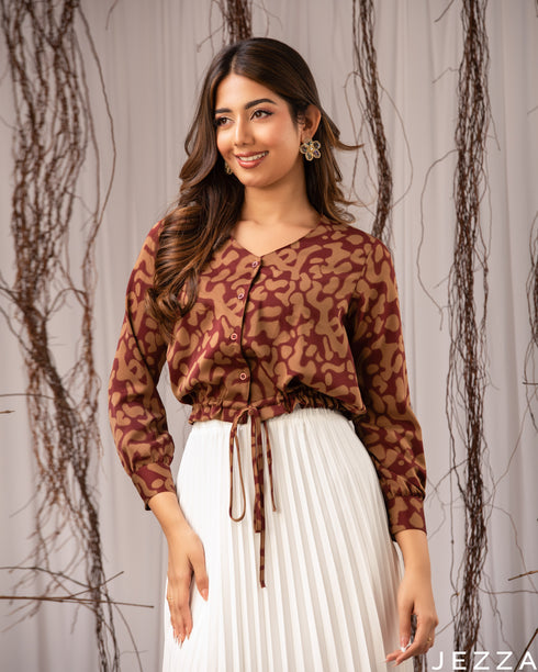 Modern Flair: Abstract Print Crop Top 79241