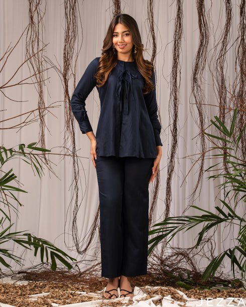 Nautical Ease: Navy Blue Tie-Up Set 71362/71372