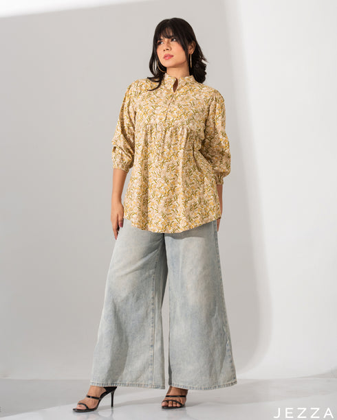 Printed Cotton Below Hip Top 59182