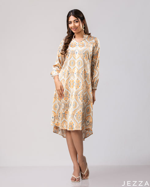 Motif Flow: Satin Mandarin Midi Top 79171