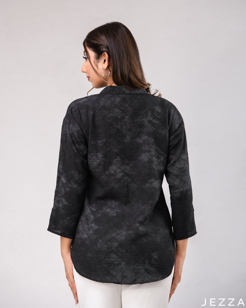 Geo Charm: Collared Cotton Hip Top 72412