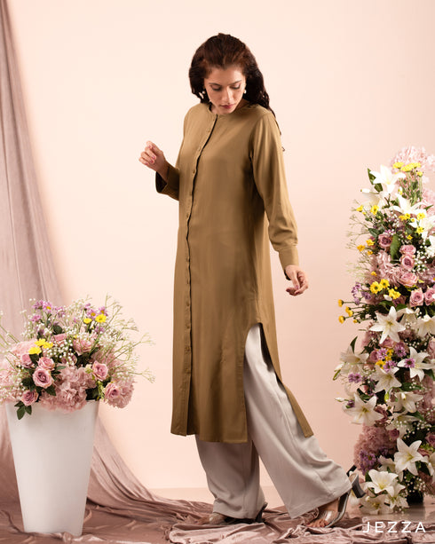 Cotton Midi Top with Decorative Side Slits 59382