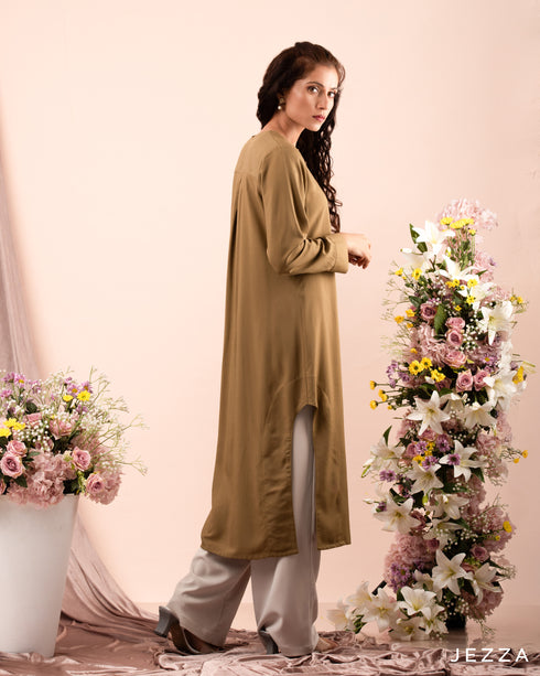 Cotton Midi Top with Decorative Side Slits 59382