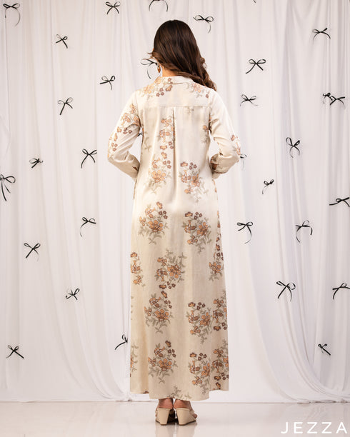 Blossom Flow: Satin Hoodie A-Line Dress 73381