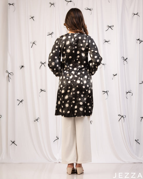 Playful Charm: Satin Polka-Dot Knee Top 80891