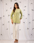 Fresh Ease: Celadon Green Round-Neck Below-Hip Top 71271