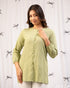Fresh Ease: Celadon Green Round-Neck Below-Hip Top 71271