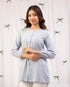 Soft Serenity: Baby Sky Blue Round-Neck Below-Hip Top 71272