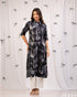 Artful Flow: Abstract Print Collared Midi Top 81551