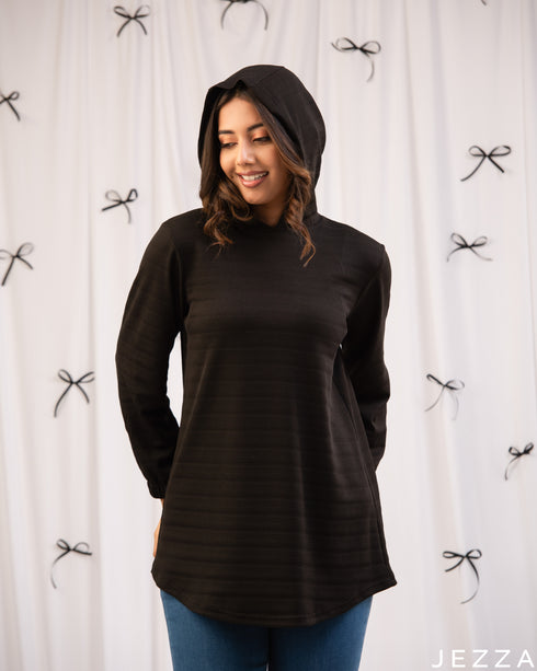 Effortless Comfort: Black Hoodie Hip Top 75552