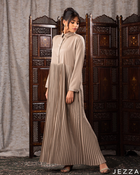 Elegant Pleated Satin A-Line Dress 60581