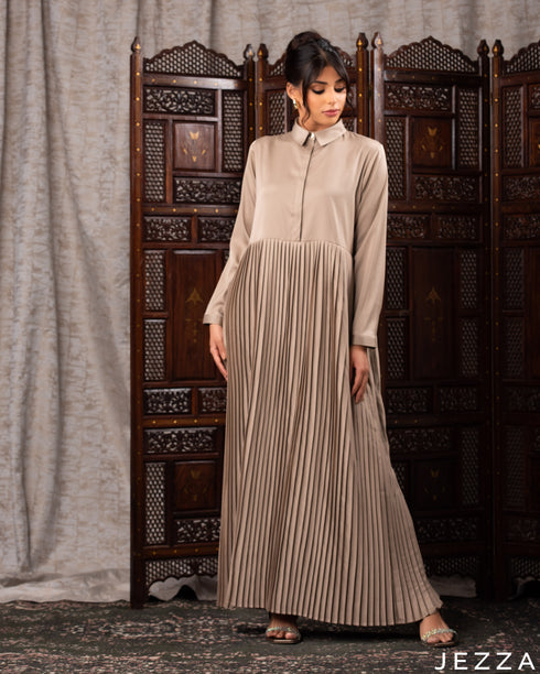 Elegant Pleated Satin A-Line Dress 60581