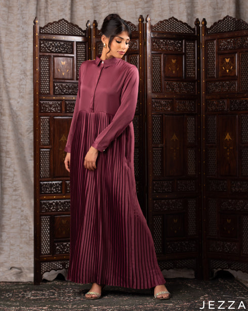 Elegant Pleated Satin A-Line Dress 60582