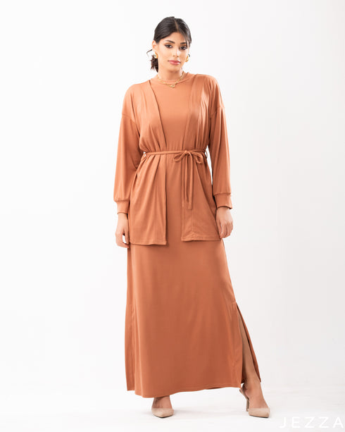 Ribbed Cardigan Dress Set 61382