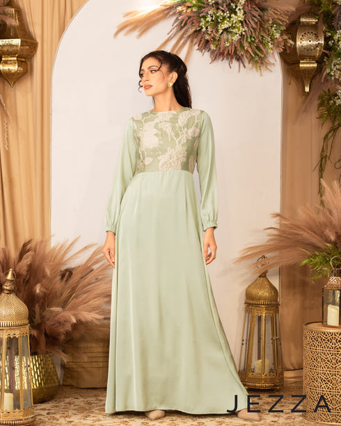 Brocade & Satin Dress 61071