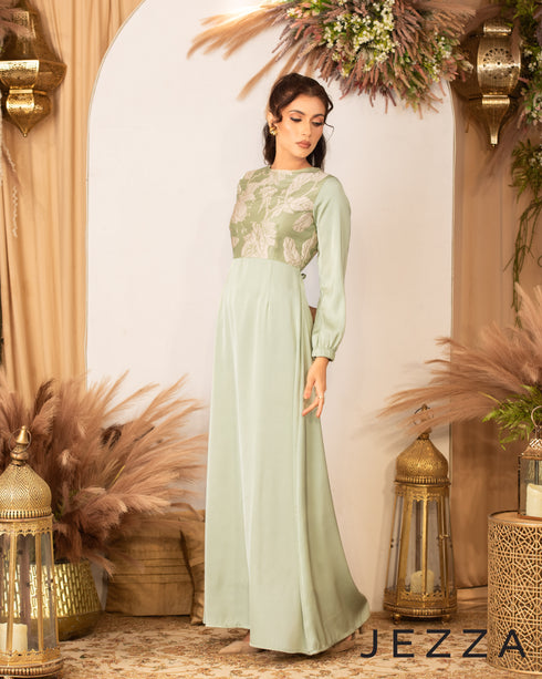 Brocade & Satin Dress 61071