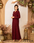 Textured Long Dress with V-Neckline 62952