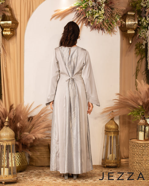 Crushed Polyester & Satin Long Sleeve Dress 62932