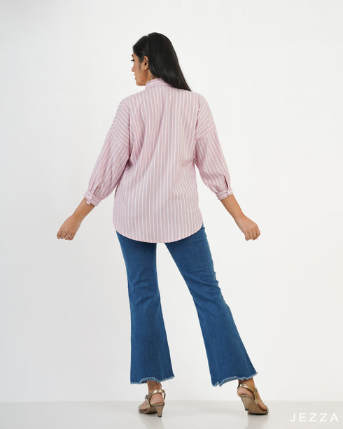 Button Down Polyester Top 57731