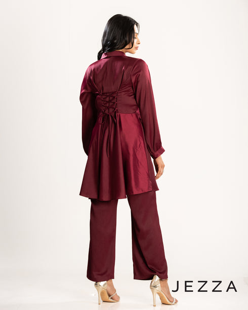 Crepe Satin Peplum Set 62621