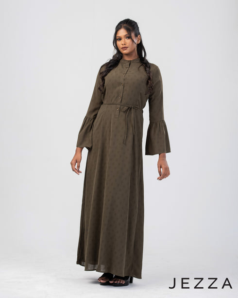 Mandarin-Collared Dress with Decorative Sleeve 48882