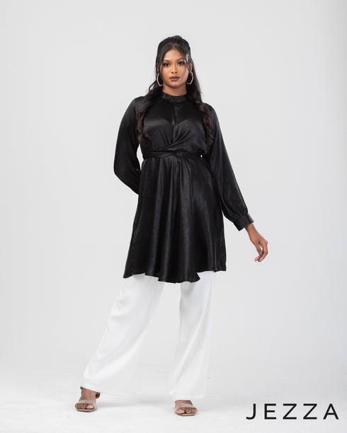 Gleaming Satin Top with a Twist 62521