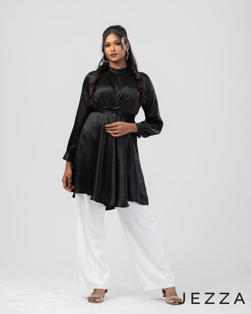 Gleaming Satin Top with a Twist 62521