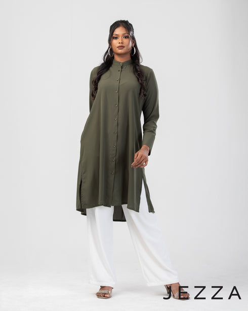 Flowy Knee-Length Polyester Top 59923