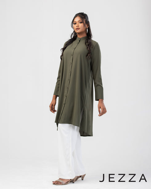 Flowy Knee-Length Polyester Top 59923