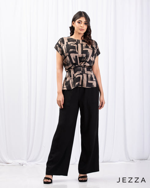 Printed Short Sleeve Formal Top 66601