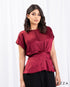 Crushed Satin Occasion Top with Short Sleeves 66591