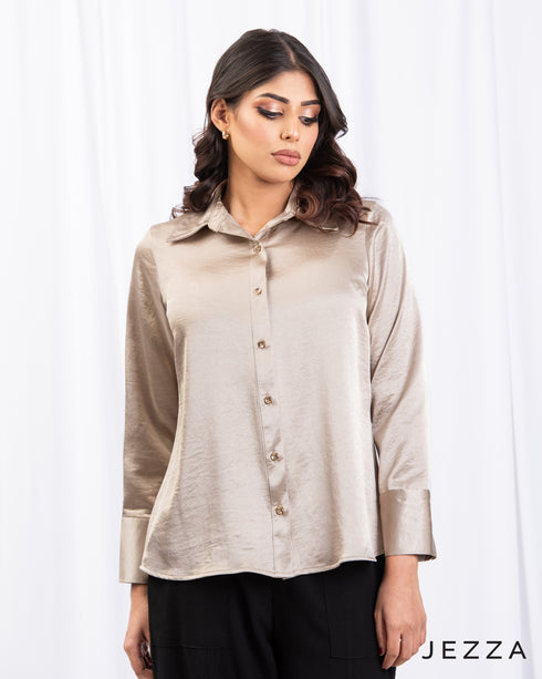 Thick Satin Shirt-Style Top 66302