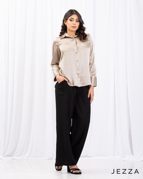 Thick Satin Shirt-Style Top 66302