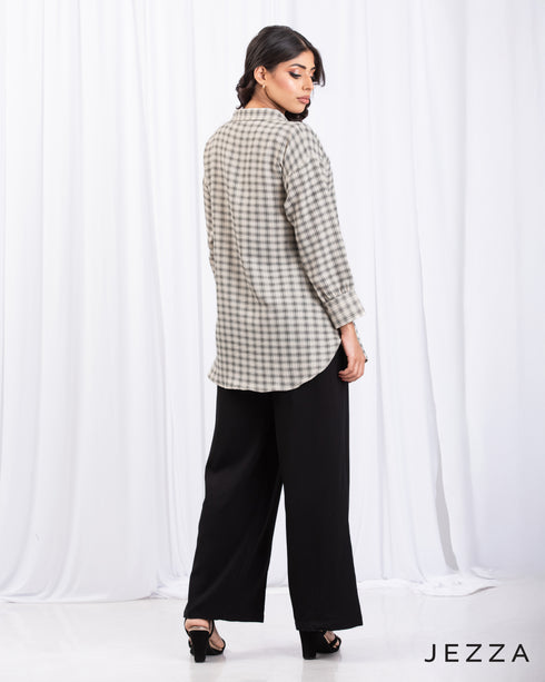 Checked Cotton Longline Top 65771