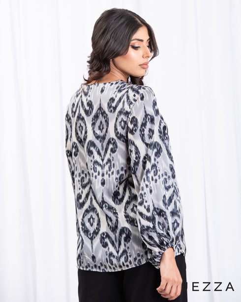 Crinkled Chiffon Hip-Length Top 65551