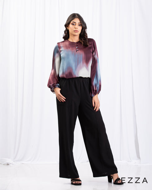 Crinkled Chiffon Hip-Length Top 66501