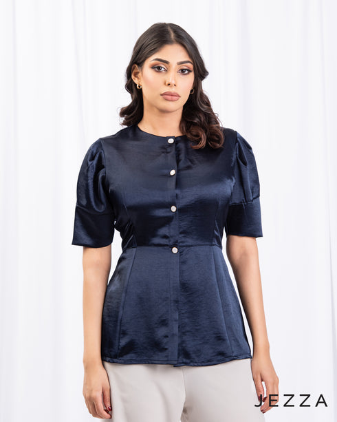 Short Sleeve Thick Satin Occasion Top 66291