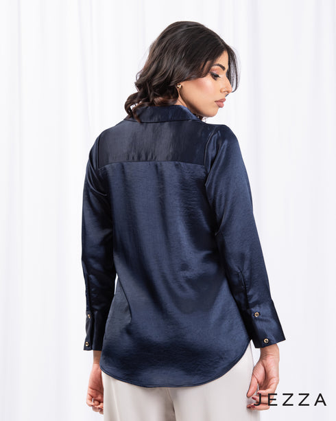 Thick Satin Shirt-Style Top 66301