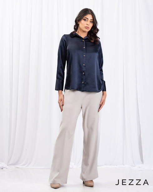 Thick Satin Shirt-Style Top 66301