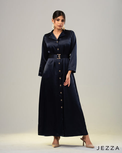 Elegance in Satin: Button-Front Occasion Dress 66461