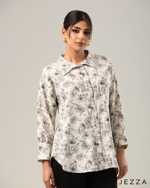 Print Play: Poly-Cotton Shirt Top 65651