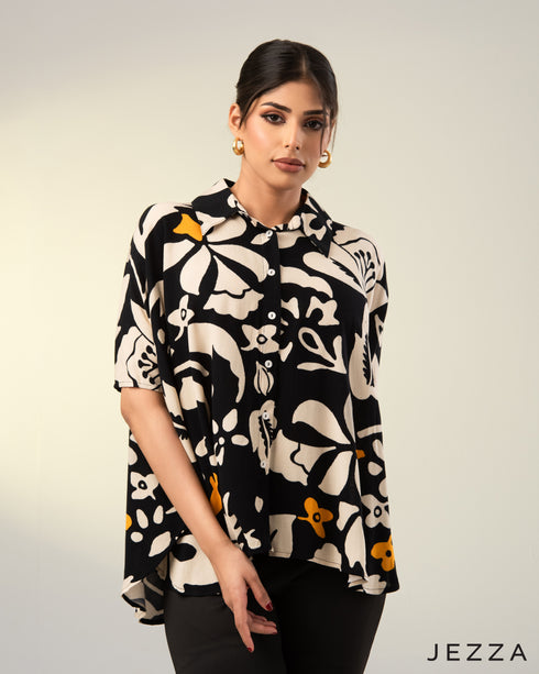 Printed Elegance: Flowing Kaftan Top ( FREE SIZE ) 67261