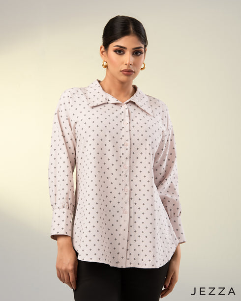Refined Ease: Poly-Cotton Shirt Top 66531