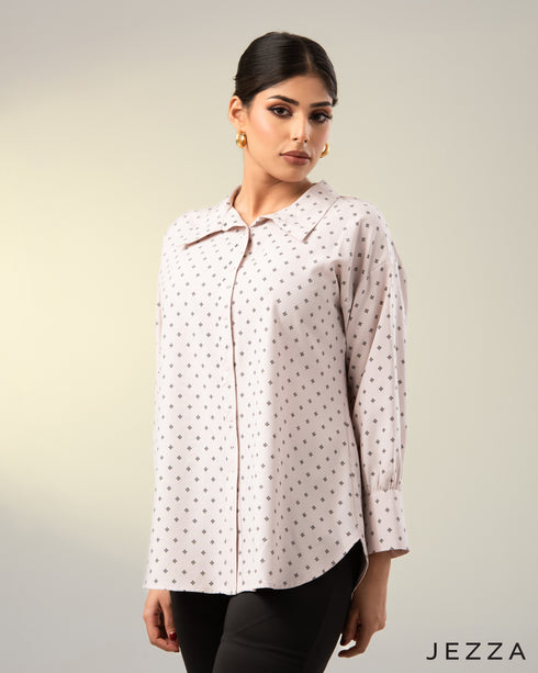 Refined Ease: Poly-Cotton Shirt Top 66531