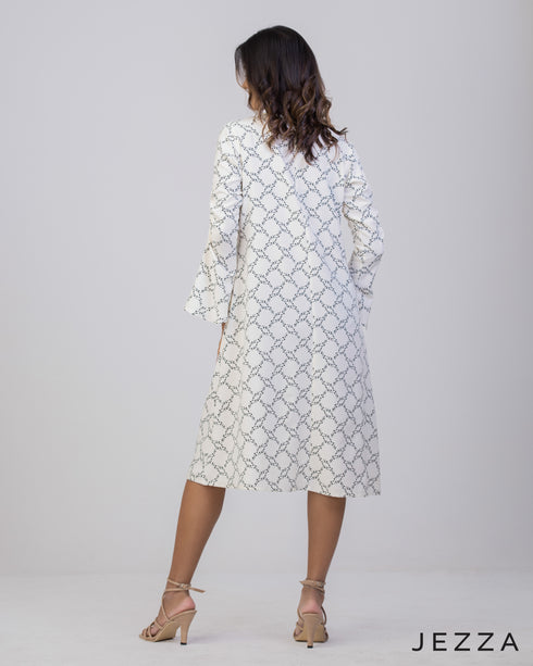 Versa Charm: Button-Down Polycotton Dress-Top 67571