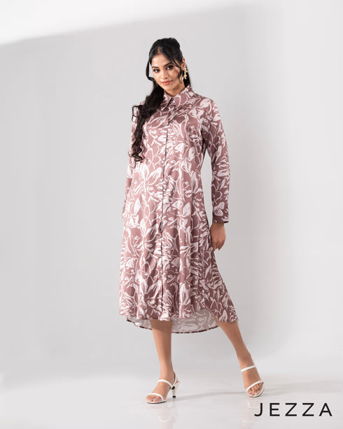 Versa Luxe: Printed Satin Midi Dress 65981